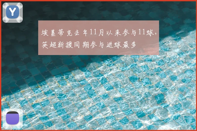 埃基蒂克去年11月以来参与11球，英超新援同期参与进球最多